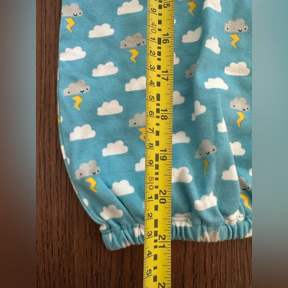 NWT GYMBOREE 6-9M Unisex Blue Cloud & Thunder Pajamas Layette Sleep Sack & Hat